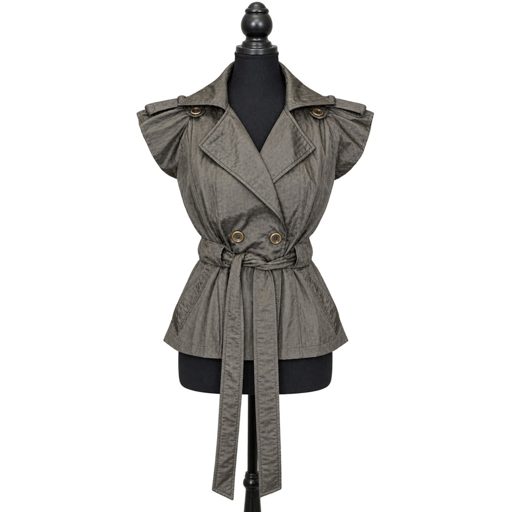 Moon Collection Belted Short Sleeve Utility Jacket Womens Small Brown JN7239